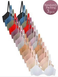 Women's Solid Color Push Up Bra, Adjustable Strap Underwire Bra, Soft Comfortable Breathable Medium Stretch Bra for All Seasons, Womenswear