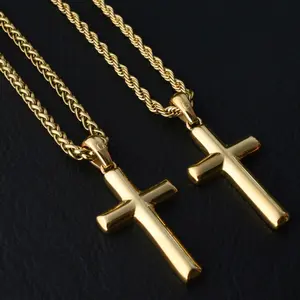 Gemvius Gold Signature Cross Necklace - Stainless Steel