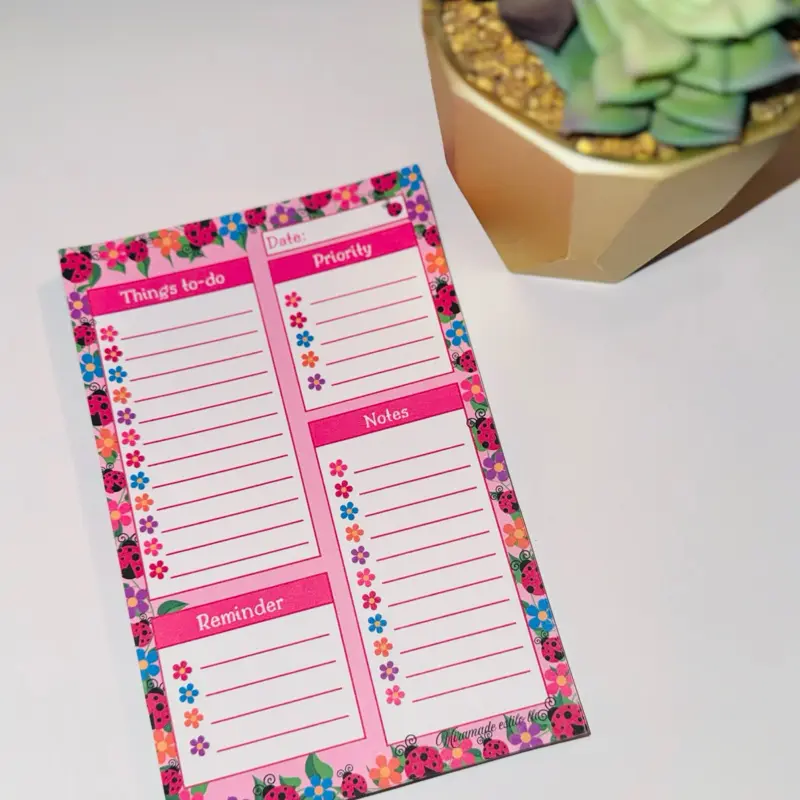 Lady Bug Daily Planner Notepad 5.5x8.5