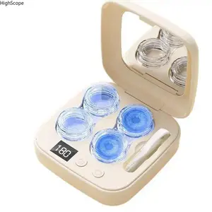 2026 Ultrasonic Rechargeable Contact Lens Cleaner – Portable Case with Vanity Mirror for Daily Deep Cleaning, Travel, Sports & Home Use