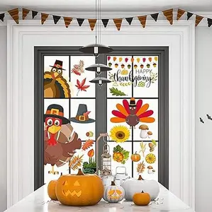 Thanksgiving Window Clings Stickers Fall Decorations Holiday Turkey Cling for Glass Window Thanksgiving Decorations for Home Party 113 PCS