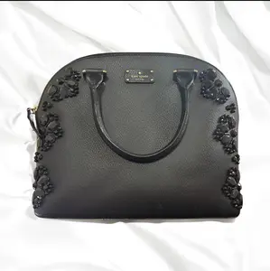 Kate Spade Anderson Collection Embellished Dome Satchel – Black on Black Elegance