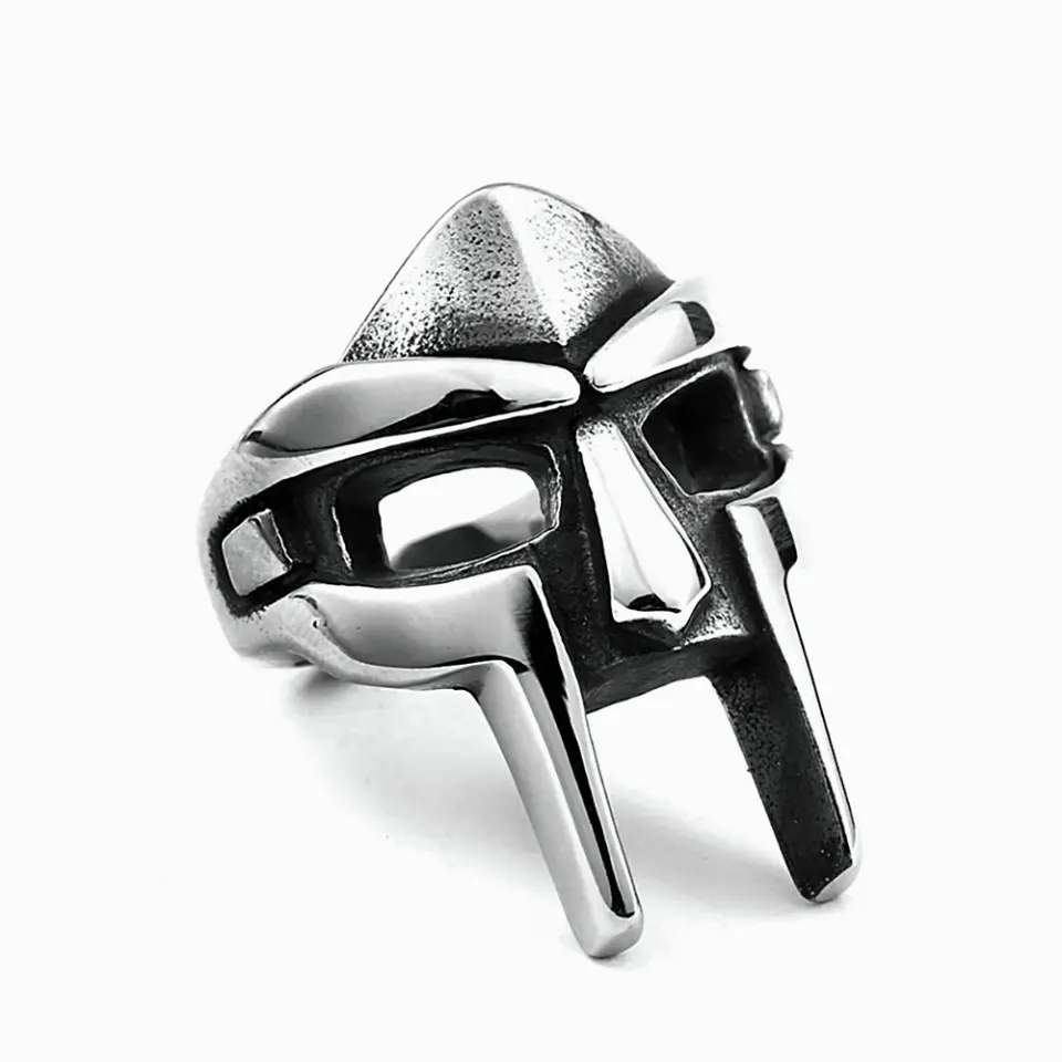 Gothic Vintage Classic Mf Doom Mask Rings Punk Egyptian Pharaoh Stainless Steel Ring For Men Boys Fashion Jewelry Gift Wholwsale