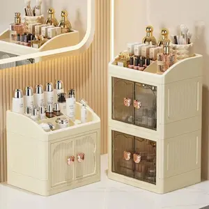 Elegant Desktop Storage Box, Multi-Layer Organizer, Perfect for Lipstick Makeup Skincare, Stylish Desk Organization Solution