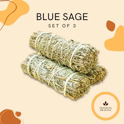 Eco-Friendly Blue Smudging Sage Pack (3-Pack), All-Natural Aroma Freshener Incense with Plant-Friendly Harvesting, Scent for Home Freshening & Spiritual Practices