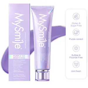MySmile Purple Color-Correcting Brightening Toothpaste – Neutralizes Yellow Tones, Instant Brightening, Teeth Whitening, Stain Removal, Fluoride-Free Gentle Radiant