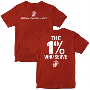 "The 1% Who Serve" USMC Men's T-shirt, Menswear Casual Round Neck Shirt - Unisex Soft Breathable Fabric Apparel