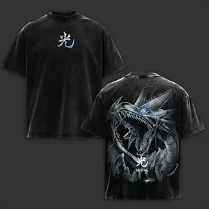 Yami Yugi Dark Magician Yu-Gi-Oh! Duel Monsters White Dragon Blue Eye Double Printed Vintage Washed T-Shirt Hoodie Sweatshirt Unisex Oversize Heavyweight Cotton Pullover Gift For Anime Fan