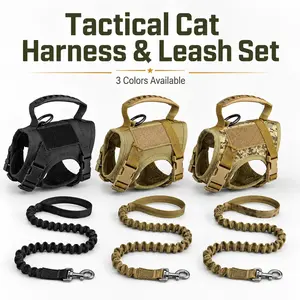 Escape-Proof Tactical Cat Harness and Leash Set - Adjustable Military Pet Vest for Walking| No-Pull Breathable Mesh Outdoor Adventure Gear for Cats