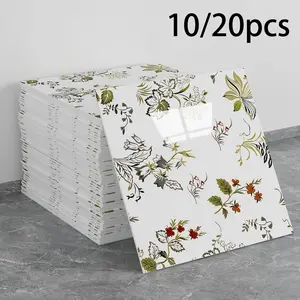 Waterproof luxury marble mosaic bathroom tiles, 10/20 piece pack - Indoor theme square wall decorations, suitable for bathrooms, kitchens, living rooms - 11.8"x11.8" indoor PVC wall panels