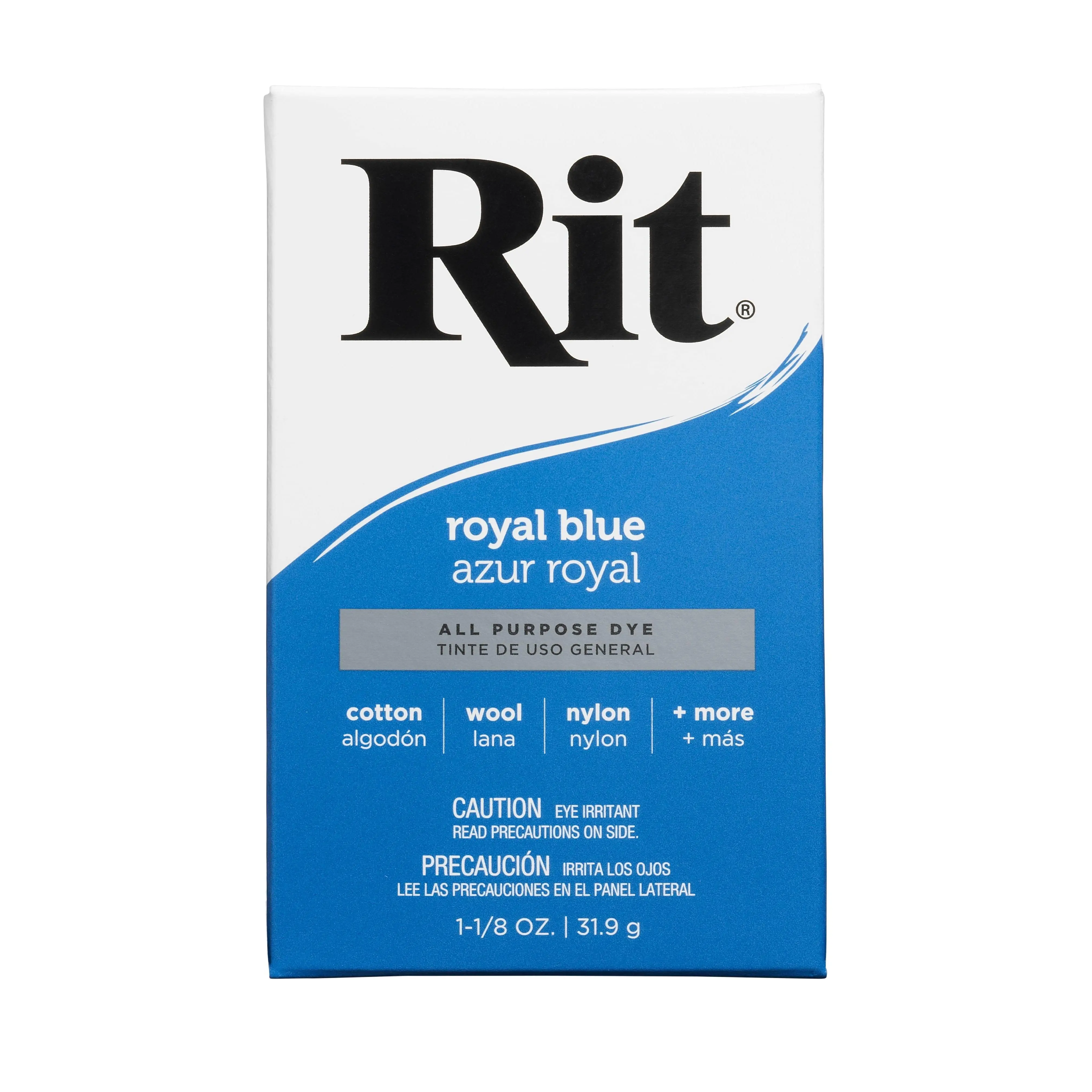 Rit All-Purpose Powder Dye - Royal Blue, 1.125 oz Box, 1 Pack, Fabric Coloring Solution for Medium Weight Fabrics (Powder Form), Home Crafting