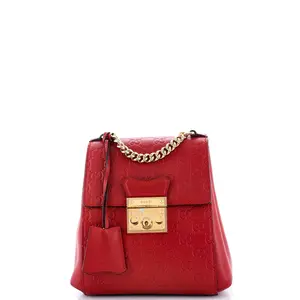 Pre-owned GUCCI Leather Backpacks Padlock Backpack Guccissima Mini by Rebag