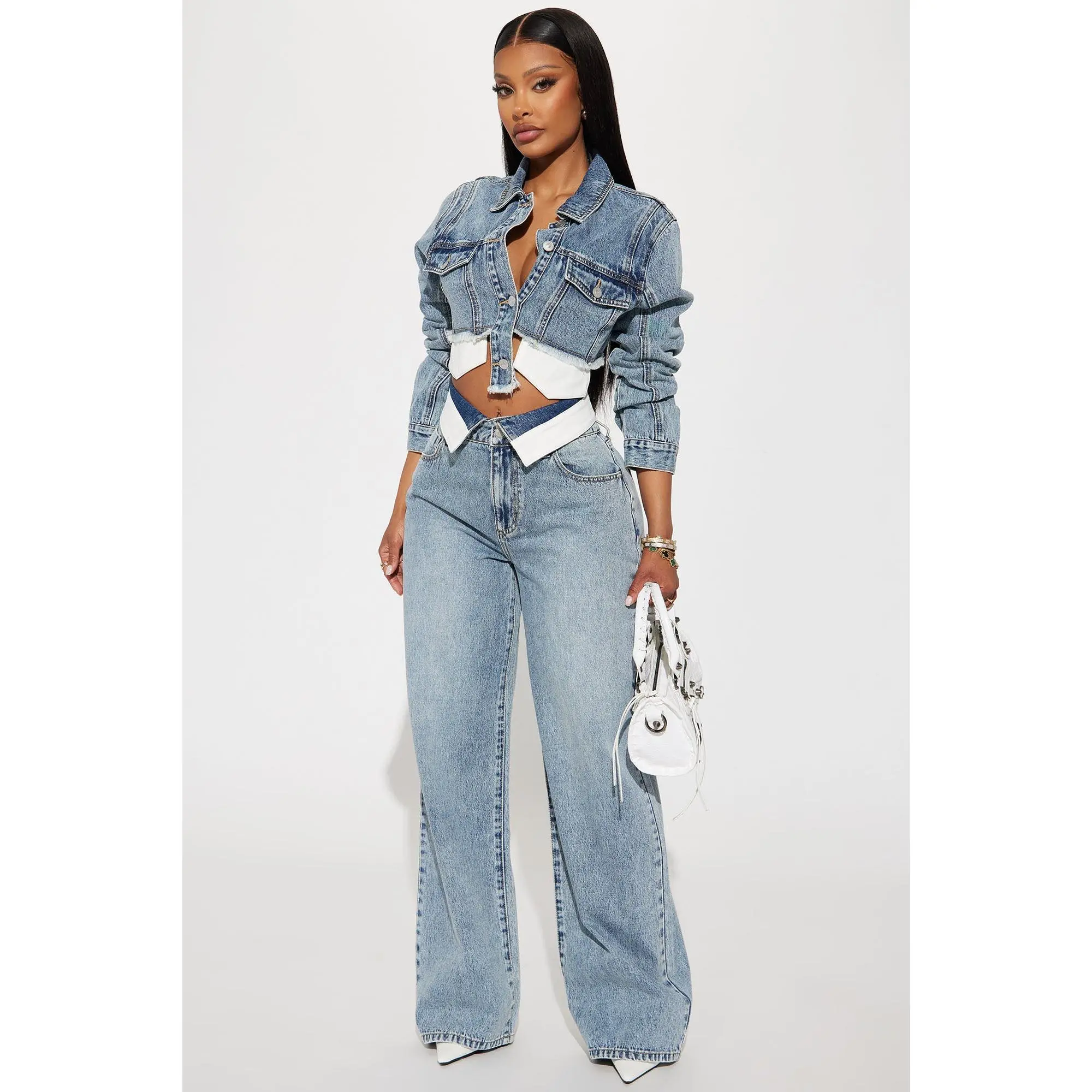Nori Denim Washed Pant Set - Medium Wash