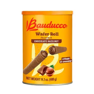 Wafer Rolls, Chocolate Hazelnut, 14.1 oz (Pack of 1) - Crispy Cream-Filled Cookies - Gourmet Rolled Wafer Sticks - Premium Dessert Treat - Perfect for Coffee, Parties & Gift Baskets - Family Sharing Snack