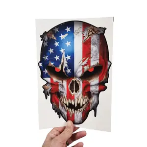 Premium Skull Stickers for Trucks and Cars – American Flag Stickers with Red Reflective Eyes Skull – Cool and Unique Skull Stickers