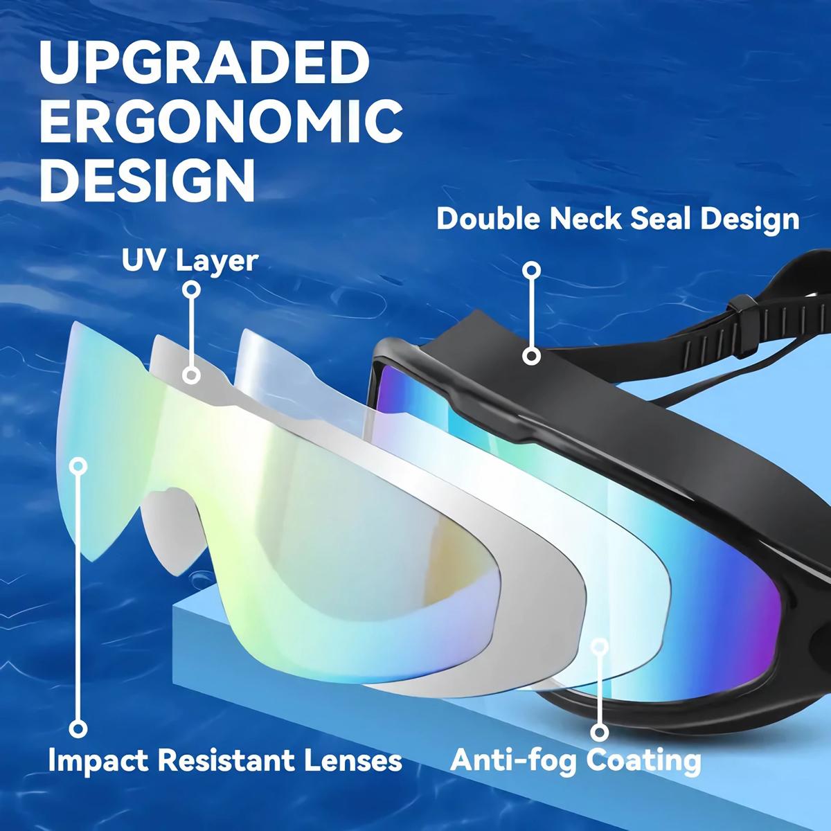 Lotosug Swim Goggles with Nose Clips and Ear Plugs for Adults and Teens, Anti-fog UV Protection No Leak 180° Wide View Clear Vision Pool Goggles, Easy to Wear, , No Leaking Swim Glasses for Men, Women Swimming #TikTokShopDealsforYouDays