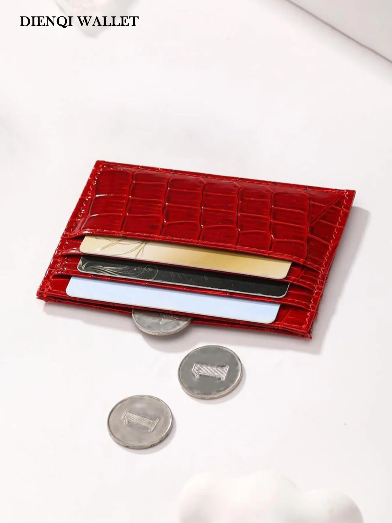 Fall Winter Travel Women's Simple Crocodile Pattern PU Leather Wallet, Wallet With Id, Bank Credit Card Holder, ID Card Holder, Slim Thin, Minimalist Multi-slot Wallet for Women & Girls