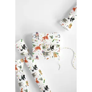 Christmas Cat Wrapping Paper, Kitten Holiday Gift Wrap, Cat Lovers Present