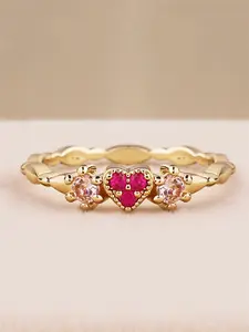 1 PC Elegant Cubic Zirconia Heart Ring For Women Wedding Engagement Party Gift