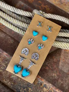 The Cowgirl Heart Turquoise Earring Set