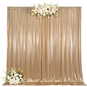10x10ft Dark Champagne Backdrop Curtains Wedding Party Glitter Sequin Curtain Backdrop Fabric Shimmer Drapes Backdrop Bridal  Shower Birthday Christmas Photoshoot Background 5x10FT,2 Panels