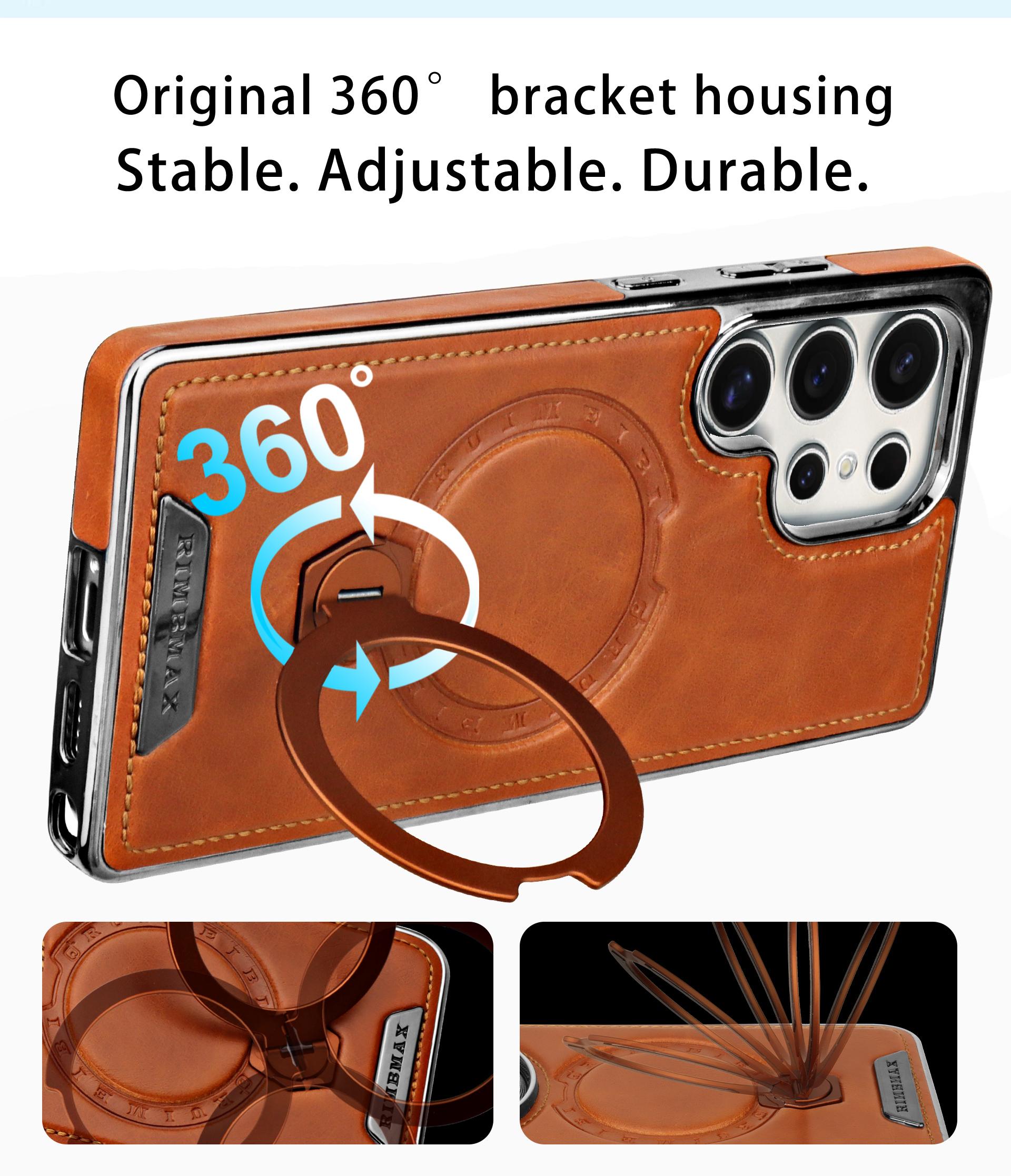 360° Rotating Magnetic Stand High-grade Leather Phone Case for Samsung Galaxy Samsung S25 Edge/S25Ultra/S24Plus/S23Ultra/S25/S24/S23 Business Men Luxury Full Shockproof Protective Case