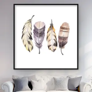 212 MAIN 48x48 in. Vibrant Bird Feathers Framed Print Wall Art - Artistic Nature-Infused Photo, Home Decor Decoration for Bedroom, Ideal Gift