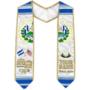 Customized El Salvador Graduation Stole 2025, Salvadoran American Flag Graduation Sash Class of 2025, Salvadoran Graduation Gift