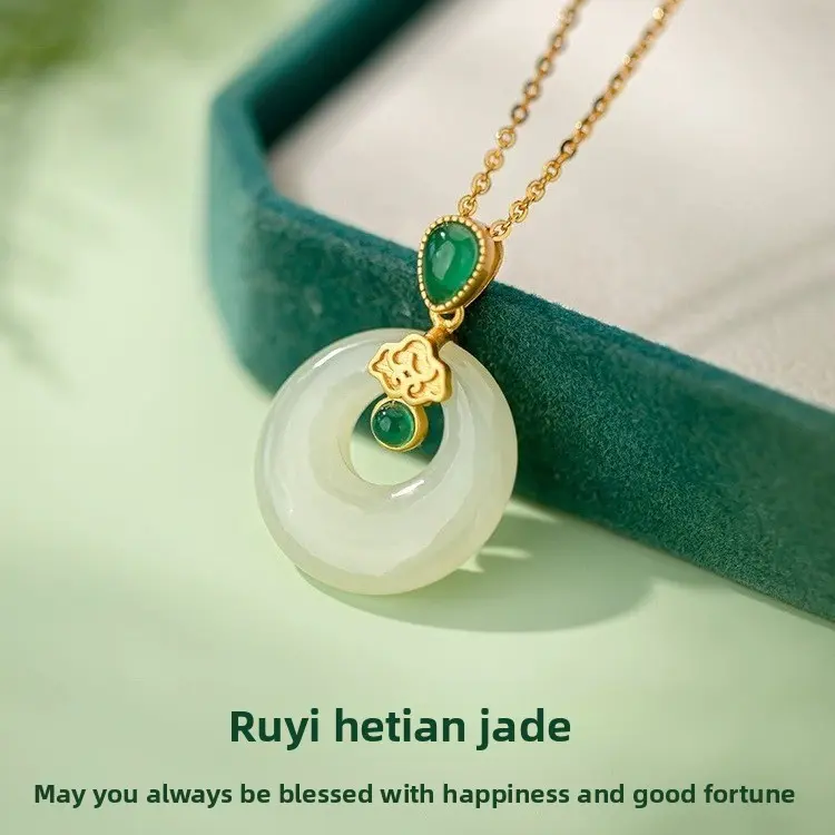 Mother's Day gift for mom, birthday gift for mother-in-law or elders, practical Hetian jade peace pendant necklace gift for women