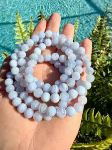 Natural Blue Lace Agate 8mm Stretch Bracelet | Gemstone Beaded Bracelet