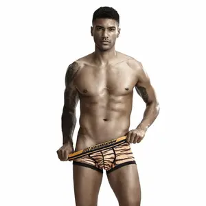 SEOBEAN Menswear Low-Rise Breathable U-Convex Tiger-Print Boxers for Men, Single-Layer Pocket Underwear, Trendy Cool Socks (Wholesale Available),summervibes