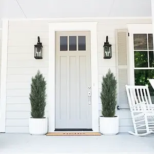 2PC 3FT or 4-FT or 5FT or 6FT UV Rated -Cedar Trees Artificial-Topiary Trees Artificial Outdoor-Faux Plants Outdoor - Perfect for Enhancing Your Outdoor Space Decor Decorative wooden  violet Artificial Cedar Garden Pot Fruit Ornaments