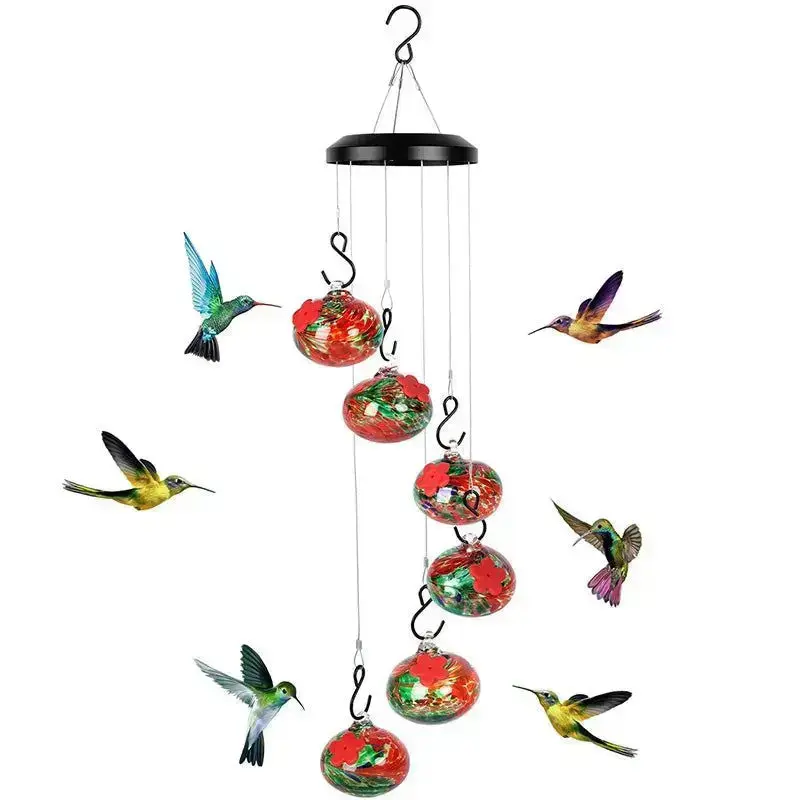Sophisticated Glass Hummingbird Feeders and Wind Chimes for Outdoor Garden and Backyard Aesthetics
