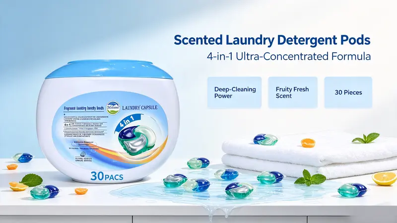 4-in-1 Power Fruity Scented Household Laundry Detergent Pre-Measured Capsule Pods (30 Pieces) - Concentrated, Deep-Cleaning, Skin-Gentle, Color Protection Agent, Laundry Odor Eliminator, Easy Machine Wash Balls & Discs 4-in-1 Power Fruity Scented Household Laundry Detergent Pre-Measured Capsule Pods (30 Pieces) - Concentrated, Deep-Cleaning, Skin-Gentle, Color Protection Agent, Laundry Odor Eliminator, Easy Machine Wash Balls & Discs