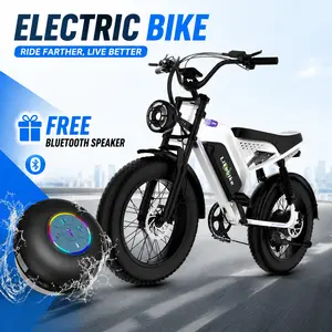 FREE Bluetooth Speaker【Likebike UM1 plus】Electric Bike for Adults 2000W Peak(750W Rated) 20" Fat Tire All-Terrain E-Bike 60-80 Miles PAS 34MPH Electric Dirt Bike for Road Sand Mountain Snow - 48V 23AH NFC Unlock Battery Powered Electric Motorcycle