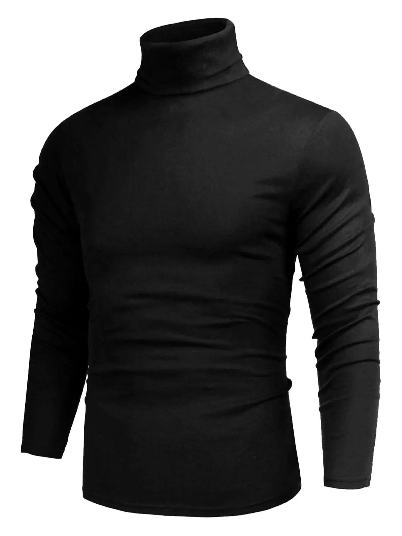 Men's High-Neck Long Sleeve T-Shirt, All Seasons Versatile Casual Fashionable Slim Top, Cold Weather Gear