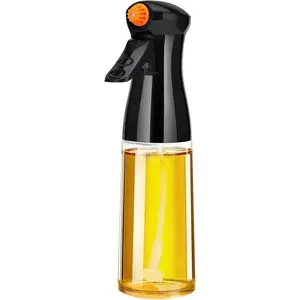 Glass oil sprayer 7oz olive oil mister food grade portable refiilable oil vinegar spritzer sprayer bottles for air fryer kitchen salad baking bbq fryingblack