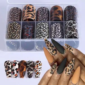 Leopard Print Nail Art Design Transfer Foil Paper, Metallic Mirror Effect Nail Foil, DIY Manicure Decoration Supplies