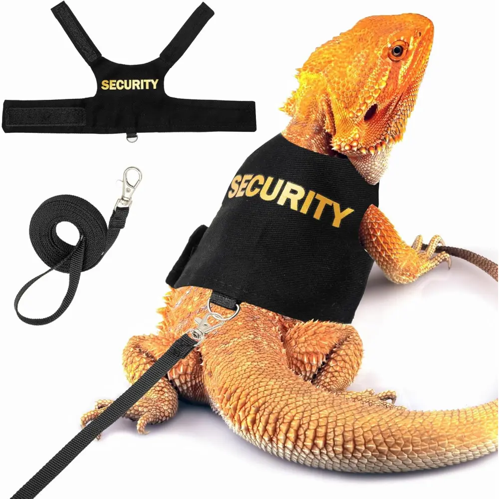 Bearded Dragon Harness & Leash Set, Adjustable Secure-Fit Reptile Collar with 5 FT Leash for Outdoor Walks