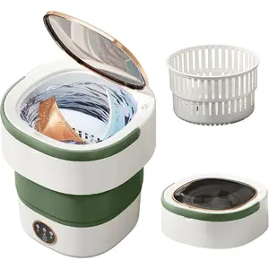 Portable Washing Machine 20L --Small Foldable Washer with Spin Basket, 3 Mode Deep Clean -- Mini Laundry Machine for Travel, Dorms, Camping, Ideal for  Clothes, Underwear, Socks Green