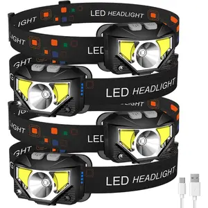 Headlamp Flashlight,4-Pack Lumen Ultra Bright LED Rechargeable Headlight with White Red Light,Waterproof Motion Sensor Head Lamp,8 Mode for Outdoor Camping Running Cycling Fishing