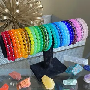 Wholesale Bracelets - Colorful Beaded Design in Various Colors on Black Stand