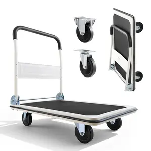 VEVOR Foldable Push Cart Dolly, 660 lbs Load Capacity, Folding Platform Truck with Swivel Wheels, Moving Platform Hand Truck Flatbed Cart, Space Saving Push Handle, for Easy Storage, 35.4 x 34.3 x 24 in