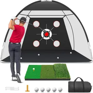 Golf Net, 10x7FT with Golf Practice Mat, Hitting Aid Nets for Backyard Driving Chipping Training Swing with Tarts Outdoor or Indoor– Gifts for Men/Dad/Him