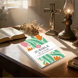One Year Bible Reading Guide Notebook, 52 Weeks Study Journal, Daily Devotional Journal, 8.5x11 Inches, Adult Teen Spiritual Companion