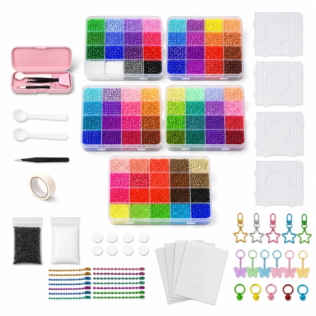 120-Color Box Set, 60,000+Pcs 2.6MM , Beads Set for DIY Crafts, Complete Starter Pack for Custom Keychains, Magnets, Complete Fuse Beads  Kit