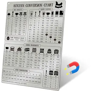 Kitchen Conversion Chart Magnet for Refrigerator, Stainless Steel Baking Ingredients Measurements for Baker, Vintage Kitchen Accessories Gadgets