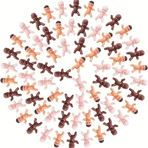 60pcs Mini Plastic Dolls, 1-Inch, Light Beige, for Shower, Gender Reveal, Baptism Party Favors, Ice Cube Game, Decorations, Crafting - No Electricity Required, Featherless