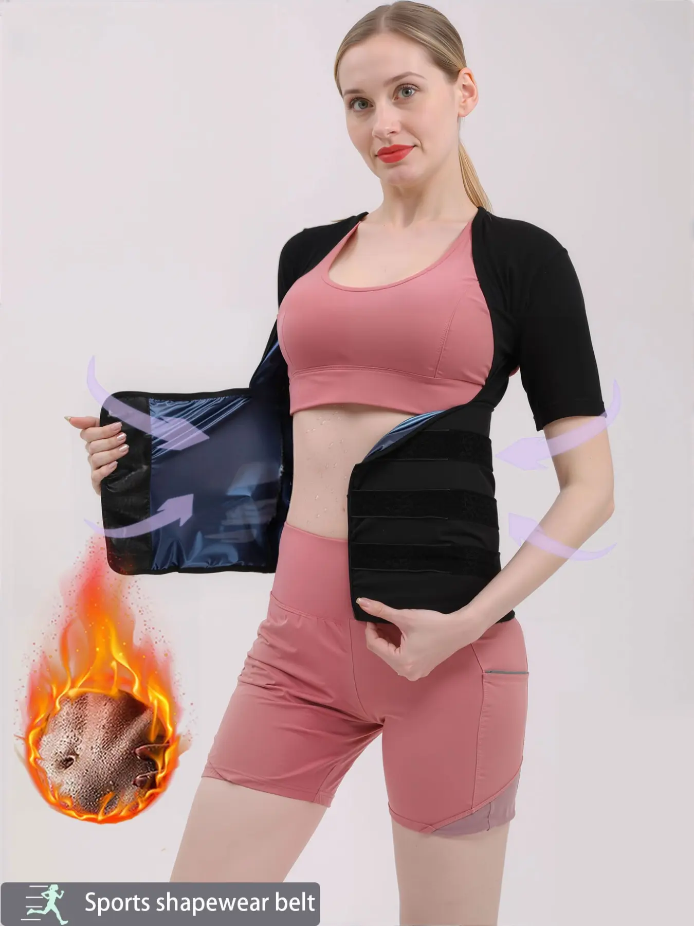 Women's Waist Cinching Sweatshirt, Shapewear Yoga Workout Top, Running Exercise Vest, Fitness Slimming Belt, Compression Waist Shaper, Abdominal Shaper, Daily & Sports Use, Everyday