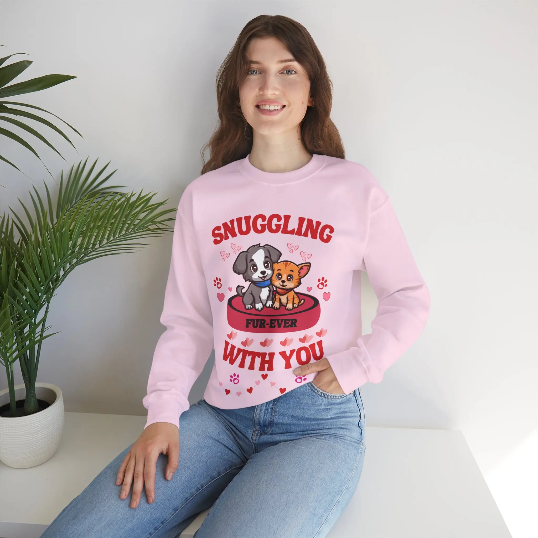 Cute Cat Snuggle Sweatshirt, Cozy Kitty Jumper, Funny Pet Lover Pullover, Kawaii Kitten Crewneck, Warm Feline Sweater, Adorable Animal Top Womenswear Comfort Long Sleeve